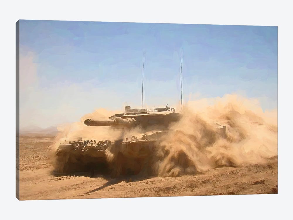 Tanks Leopard In Watercolor by Paul Rommer 1-piece Canvas Wall Art