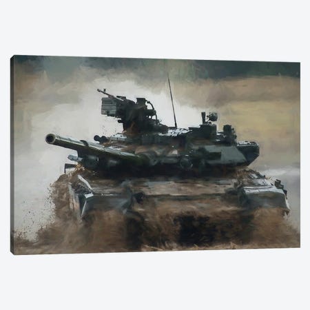 Tanks T-90 In Watercolor Canvas Print #PUR4029} by Paul Rommer Canvas Wall Art