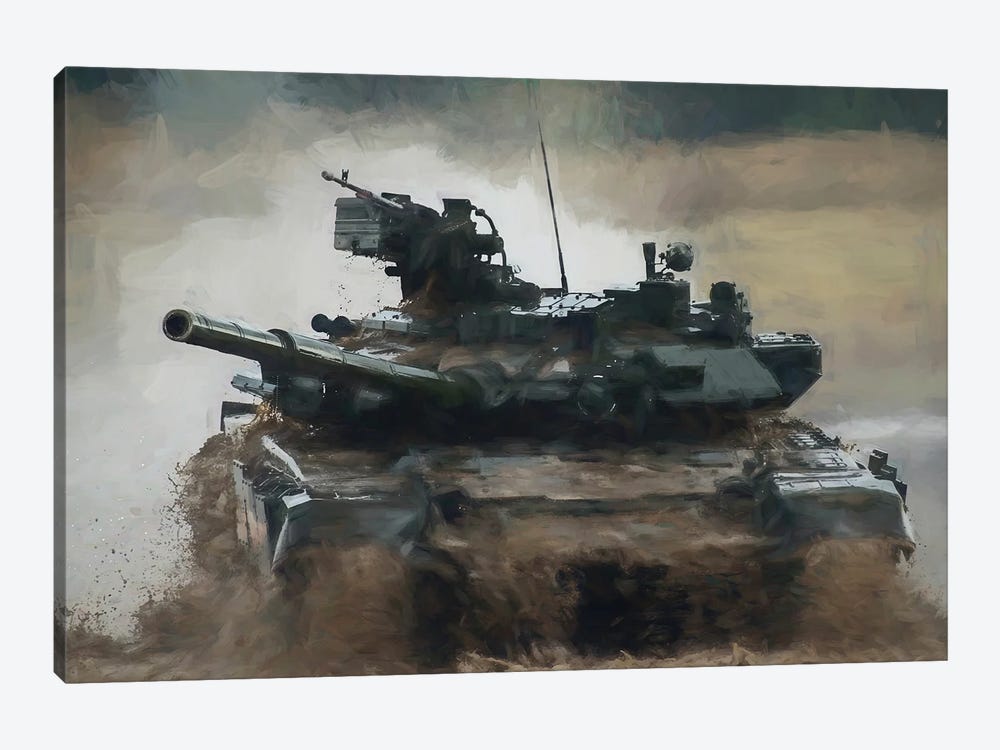 Tanks T-90 In Watercolor by Paul Rommer 1-piece Art Print