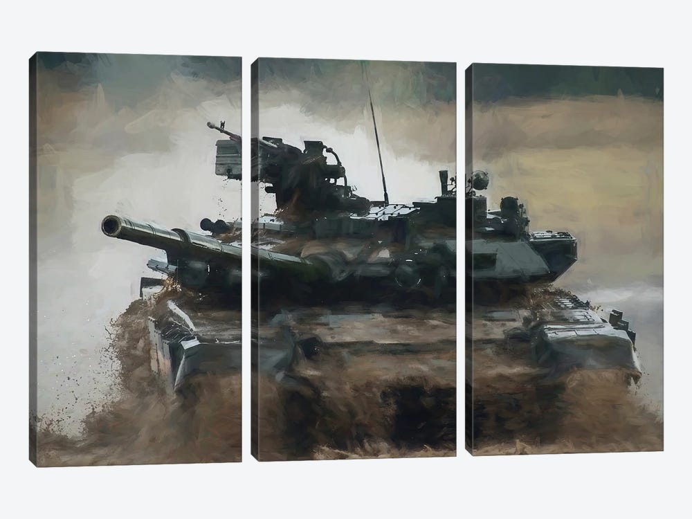 Tanks T-90 In Watercolor by Paul Rommer 3-piece Art Print