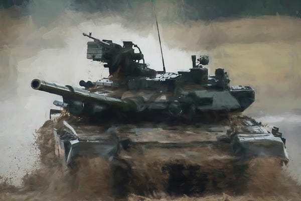 Military Vehicles: Tanks T-90 In Watercolor by Paul Rommer