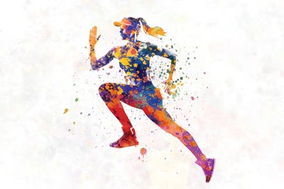 Female Runner In Watercolor by Paul Rommer framed canvas print