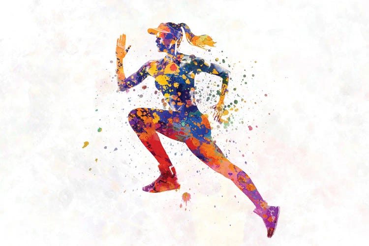 Female Runner In Watercolor by Paul Rommer wall art