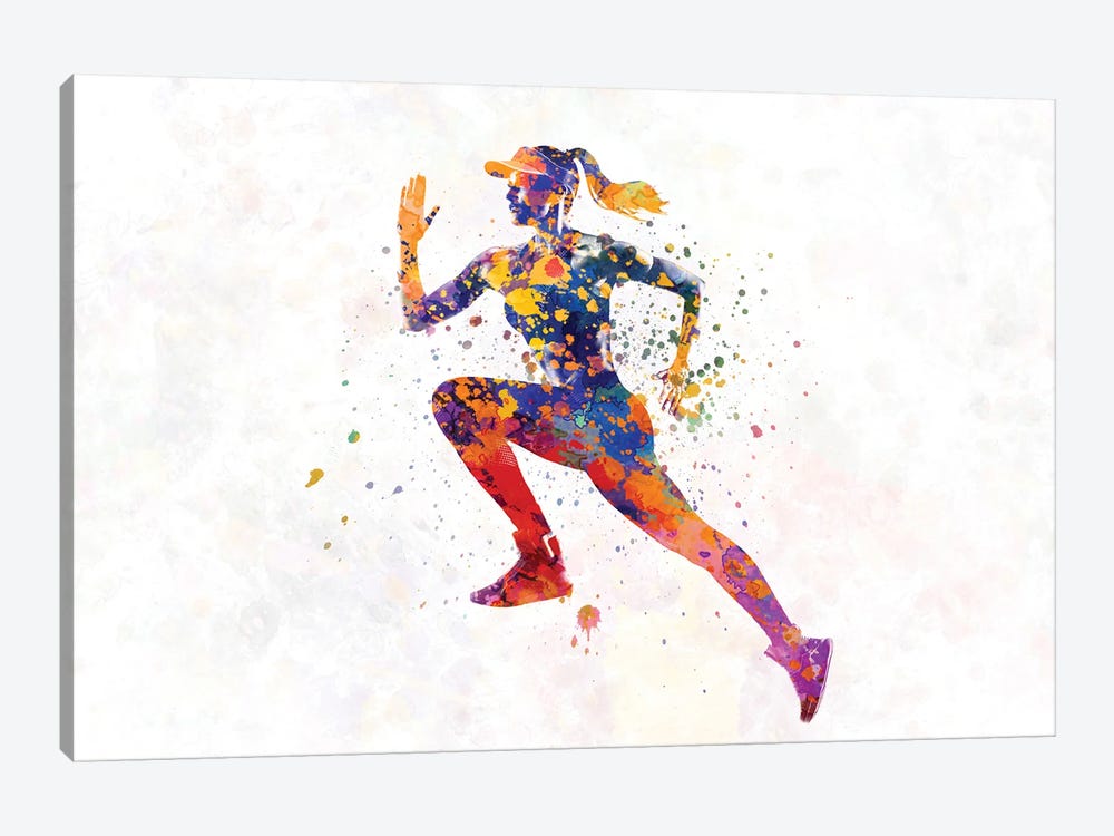 Female Runner In Watercolor by Paul Rommer 1-piece Canvas Print