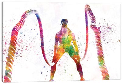 Fitness Exercise In Watercolor III Canvas Art Print - Sports Art