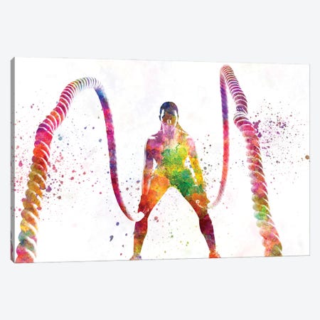 Fitness Exercise In Watercolor III Canvas Print #PUR4040} by Paul Rommer Canvas Artwork