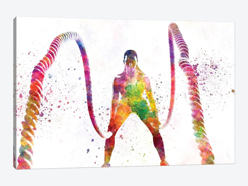Fitness Exercise In Watercolor III by Paul Rommer 1-piece Canvas Artwork