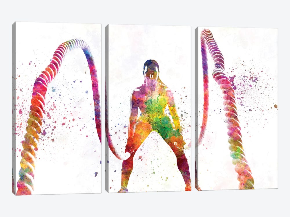 Fitness Exercise In Watercolor III by Paul Rommer 3-piece Canvas Art