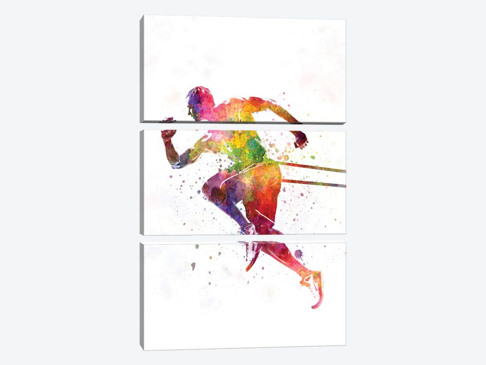 Fitness Exercise In Watercolor I by Paul Rommer 3-piece Canvas Artwork
