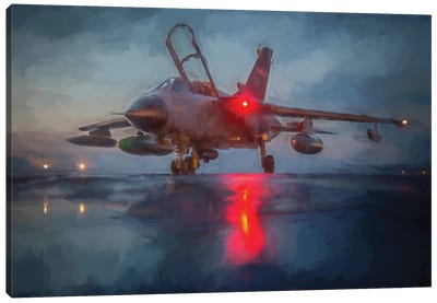 Tornado Fighter Plane In Watercolor Canvas Art Print - Military Aircraft Art
