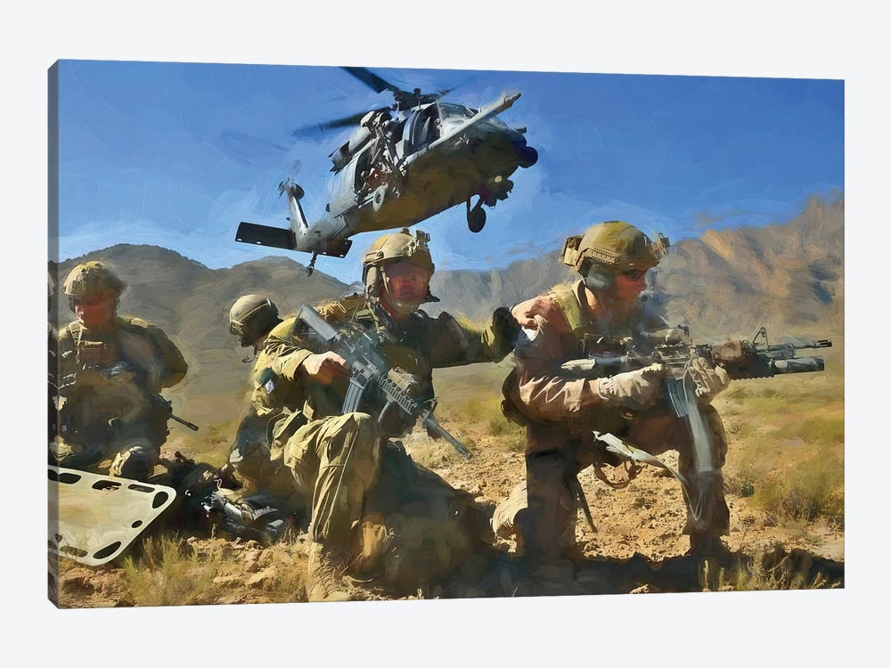 American Special Forces In Watercolor by Paul Rommer 1-piece Canvas Wall Art