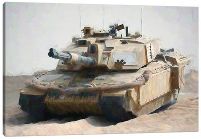 Tank In Watercolor Canvas Art Print - Military Vehicle Art
