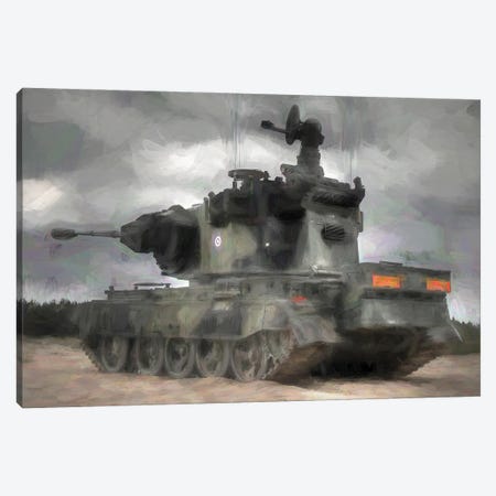 Tank In Watercolor II Canvas Print #PUR4051} by Paul Rommer Canvas Art Print