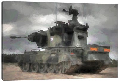 Tank In Watercolor II Canvas Art Print - Military Vehicle Art