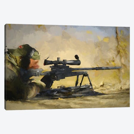 Sniper In Watercolor Canvas Print #PUR4058} by Paul Rommer Canvas Print