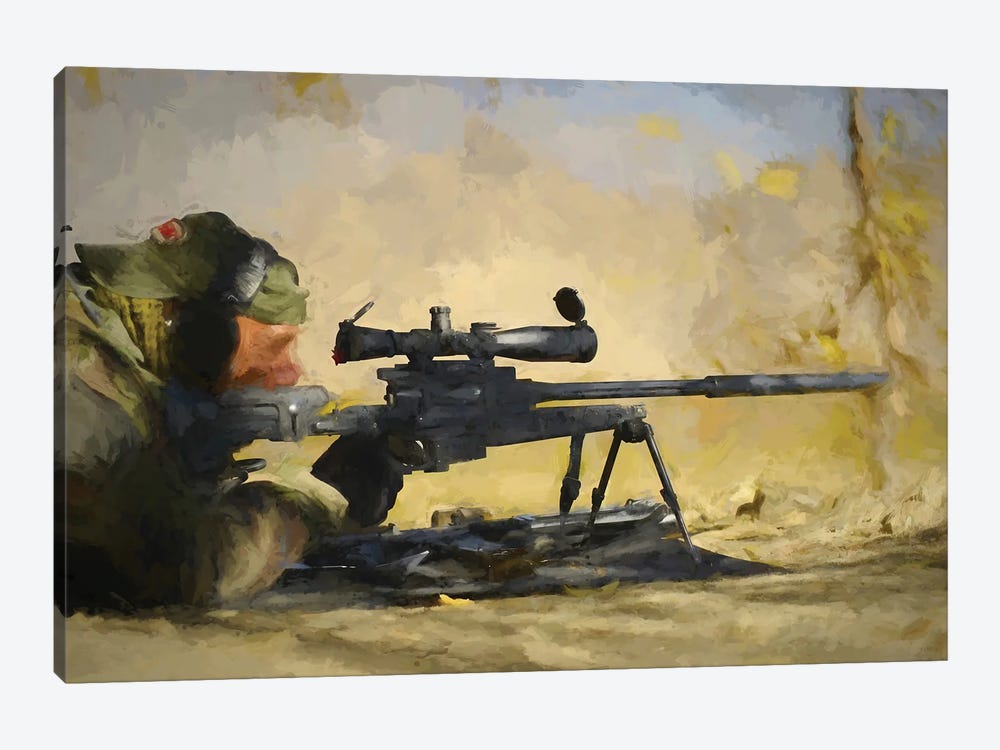 Sniper In Watercolor by Paul Rommer 1-piece Canvas Print