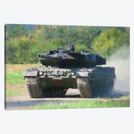 Leopard Tank In Watercolor Canvas Print #PUR4060} by Paul Rommer Canvas Art
