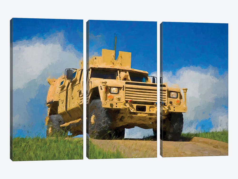 Armas Joint Light Tactical Vehicle In Watercolor by Paul Rommer 3-piece Canvas Art Print
