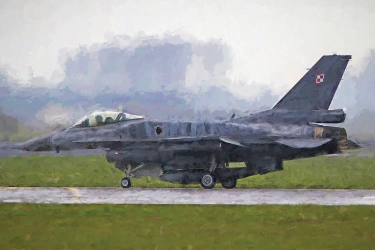 F-16 Fighting Falcon In Watercolor by Paul Rommer wall art