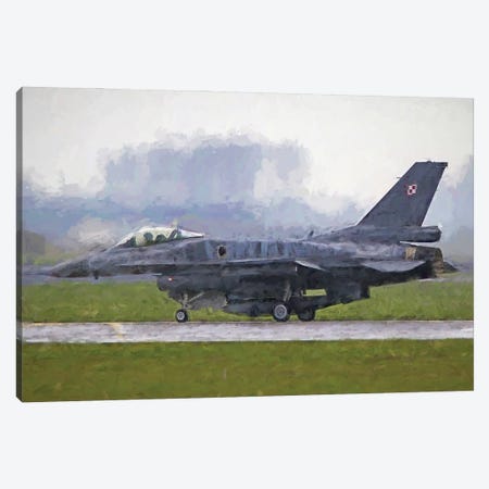 F-16 Fighting Falcon In Watercolor Canvas Print #PUR4062} by Paul Rommer Canvas Art