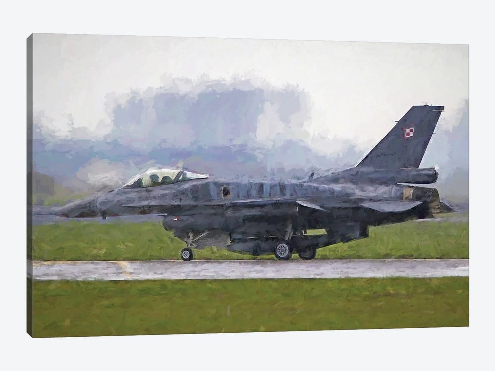 F-16 Fighting Falcon In Watercolor by Paul Rommer 1-piece Canvas Wall Art