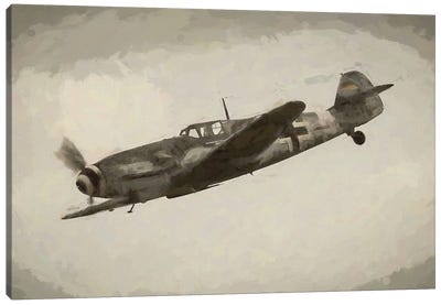 World War II Airplane In Watercolor Canvas Art Print - Military Aircraft Art