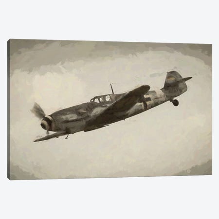 World War II Airplane In Watercolor Canvas Print #PUR4063} by Paul Rommer Canvas Art