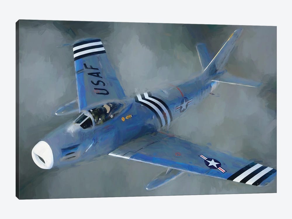 American Airplane In Watercolor by Paul Rommer 1-piece Canvas Art