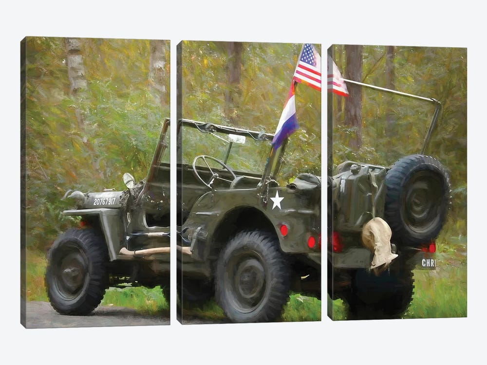 Jeep Willys In Watercolor by Paul Rommer 3-piece Canvas Wall Art