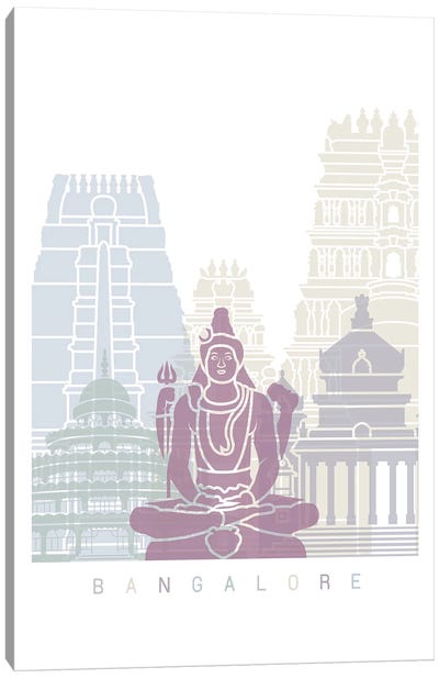 Bangalore Skyline Poster Pastel Canvas Art Print - India Art