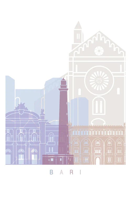 Bari Skyline Poster Pastel by Paul Rommer wall art