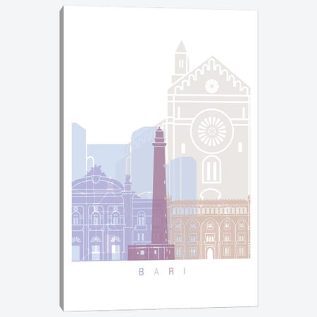 Bari Skyline Poster Pastel Canvas Print #PUR4077} by Paul Rommer Canvas Wall Art