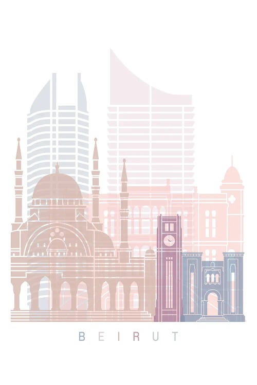 Beirut Skyline Poster Pastel by Paul Rommer wall art