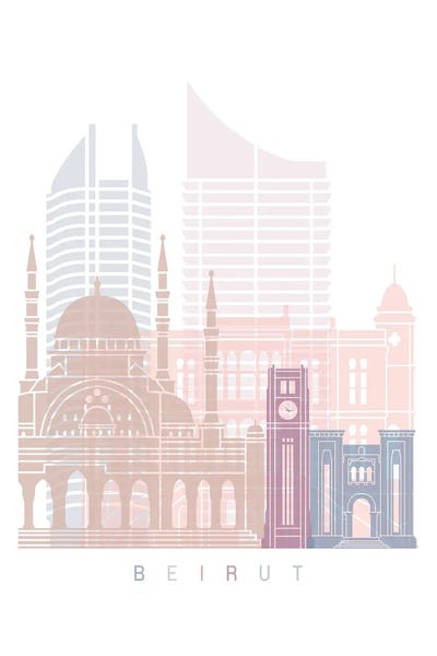 Lebanon: Beirut Skyline Poster Pastel by Paul Rommer