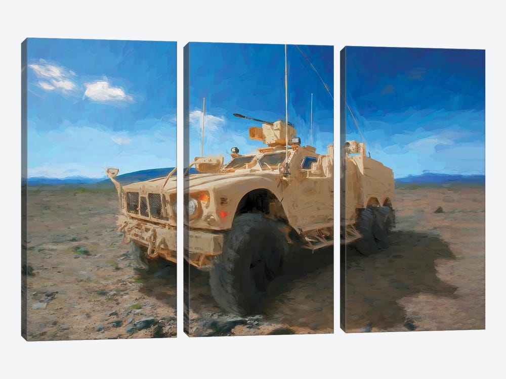 Gun Military Vehicle by Paul Rommer 3-piece Canvas Art Print