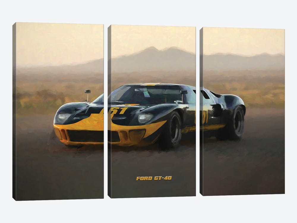 Ford Retro 1966 GT40 by Paul Rommer 3-piece Canvas Wall Art