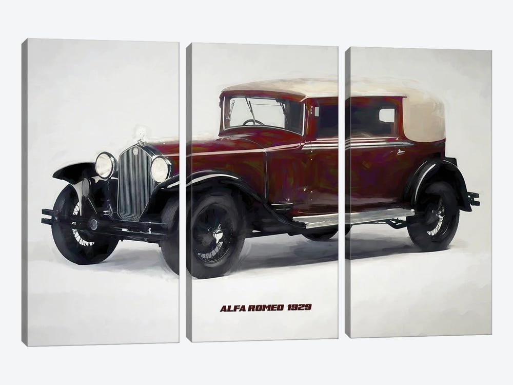 Alfa Romeo Retro 1929 by Paul Rommer 3-piece Canvas Art Print