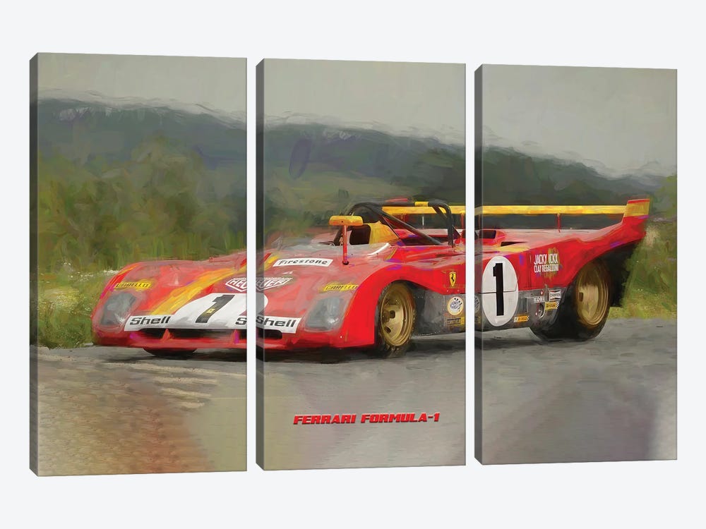 Ferrari Retro Formula I by Paul Rommer 3-piece Canvas Print
