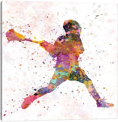 Lacrosse Man Player III Canvas Art Print - Sports Art