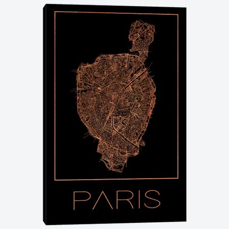 Plan - Map Of The City Of Paris Canvas Print #PUR4112} by Paul Rommer Canvas Wall Art