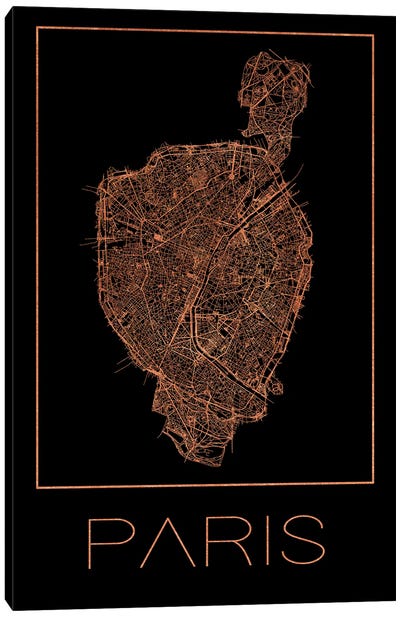 Plan - Map Of The City Of Paris Canvas Art Print - Paris Maps