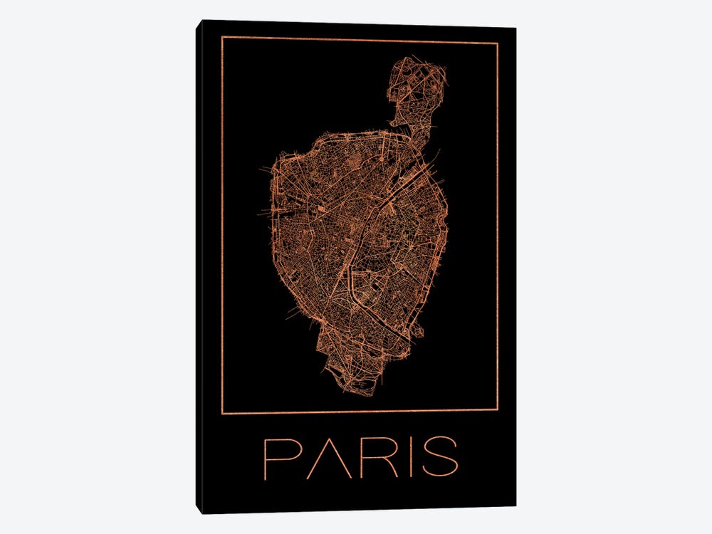 Plan - Map Of The City Of Paris by Paul Rommer 1-piece Canvas Artwork
