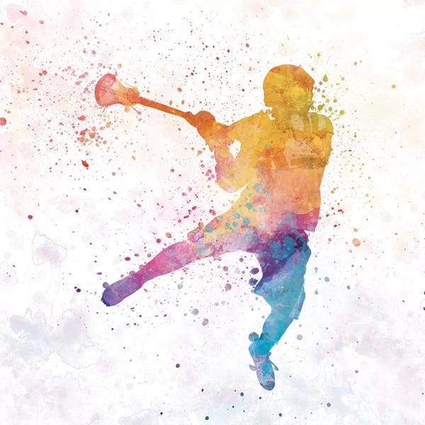 Lacrosse: Lacrosse Woman Player 01 Watercolor by Paul Rommer