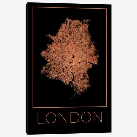 Plan - Map Of The City Of London Canvas Print #PUR4129} by Paul Rommer Art Print