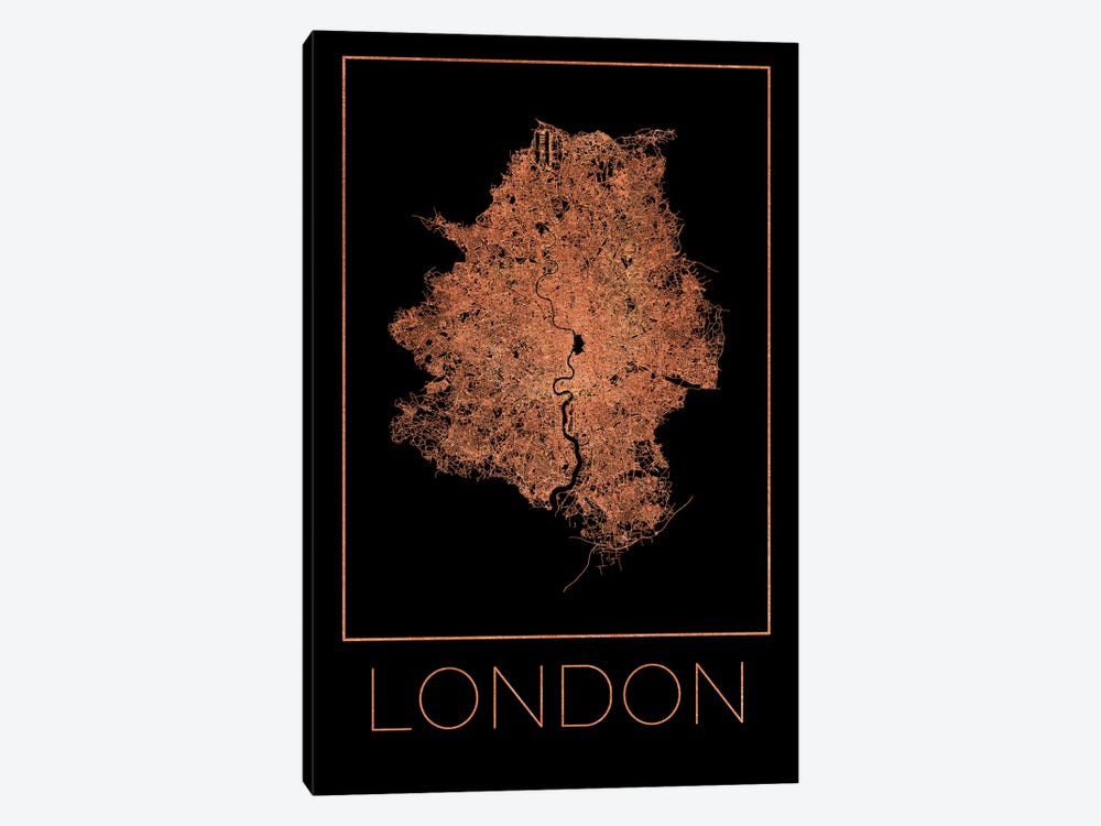 Plan - Map Of The City Of London by Paul Rommer 1-piece Canvas Art
