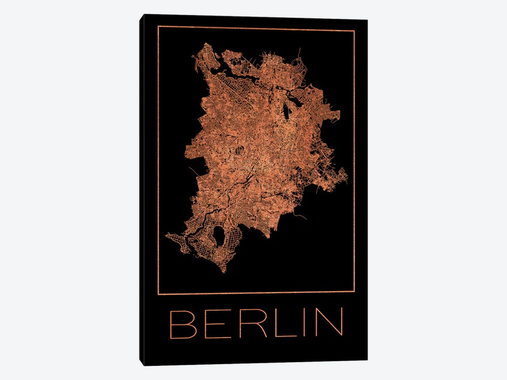 Flat Map Of The City Of Berlin by Paul Rommer 1-piece Canvas Artwork