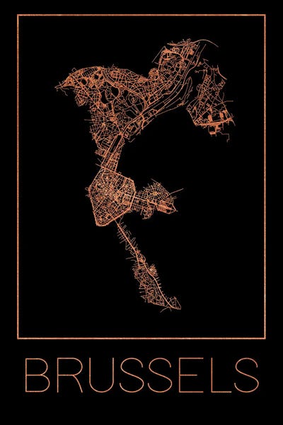 Flat Map Of The City Of Brussels by Paul Rommer canvas print