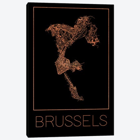 Flat Map Of The City Of Brussels Canvas Print #PUR4132} by Paul Rommer Canvas Artwork