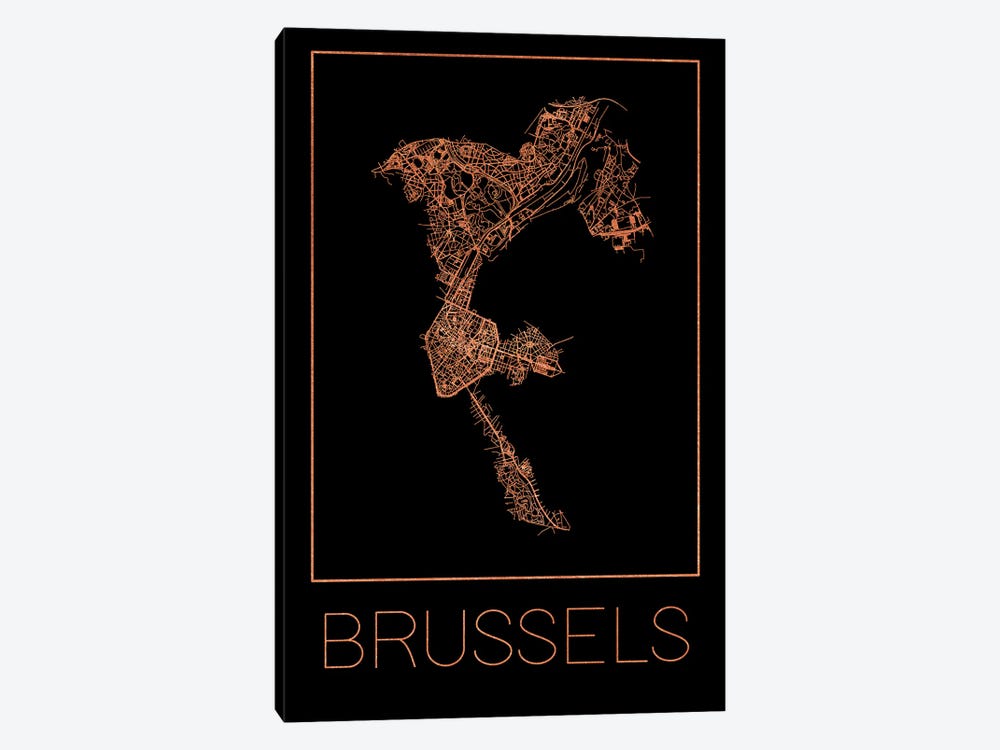 Flat Map Of The City Of Brussels 1-piece Canvas Wall Art