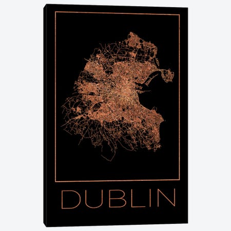 Flat Map Of The City Of Dublin Canvas Print #PUR4133} by Paul Rommer Canvas Art